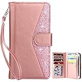 Dailylux iPhone 8 Plus Case,iPhone 7 Plus Case,iPhone 7 Plus Wallet Case Premium PU Leather+TPU Inner Shell Flip Case with 9 Card Slot Cover for iPhone 8 Plus/7 Plus 5.5 inch-Bling Rose Gold