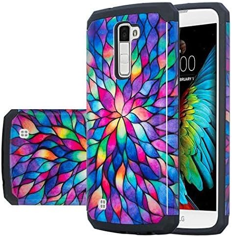 LG K10 Case, LG Premier LTE Case, LG K10 [Shock Absorption / Impact Resistant] 2 in1 Hybrid Dual Layer Armor Defender Protective Case Cover for LG K10 / LG Premier LTE, Rainbow Flower
