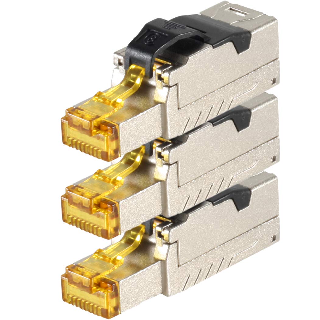 1aTTack.de 3 x CAT 8-3 x network connector RJ45 tool-free RJ45 connector CAT8 shielded metal housing 40Gbit s compatible with Cat5 Cat6 Cat7 3 pieces Cat8 connector Cat8 connector