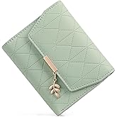 RNIEGA Small Wallet Women Leather RFID Blocking Card Holder Compact Wallets Zipper Coin Pocket with ID Window