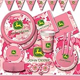 Deluxe Girls John Deere Birthday Party Pink Camo Decoration Pack Kit For 16