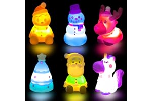 Jofan 6 Pack Christmas Light Up Bath Toys Christmas Toys for Kids Toddlers Boys Girls Christmas Stocking Stuffers Party Favors Gifts