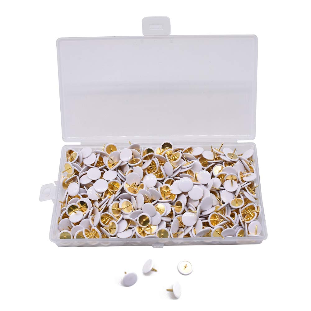 YOFASEN Pack of 500 Drawing Pins Coloured - 10 x 9MM Thumb Tacks Push Pins for Wall Maps, Photos - Assorted Colour, White/500PCS