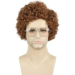 Topcosplay Dark Brown Curly Hair Wig 70s 80s Retro Men Short Curly Hair Cosplay Party Funny Wig for Napoleon Wig