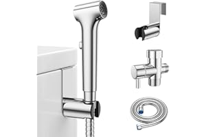 Hurran Handheld Bidet Sprayer for Toilet, Precise Adjustable Water Pressure Control with Bidet Hose for Feminine Wash, New Premium Muslim Shower Toiletbidet Cloth Diaper Sprayer Set, Chrome