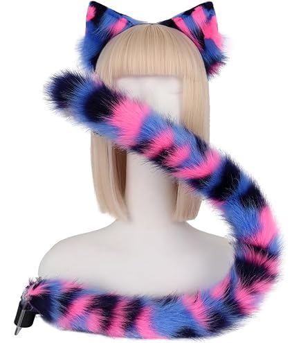 Cat Ears & Lace Necklace Cosplay Set Soft Faux Fur Plush Accessories for Costume Amazon.com: Cat Ears and Tail,Wolf Fox Ears Long Tail and  main image 4