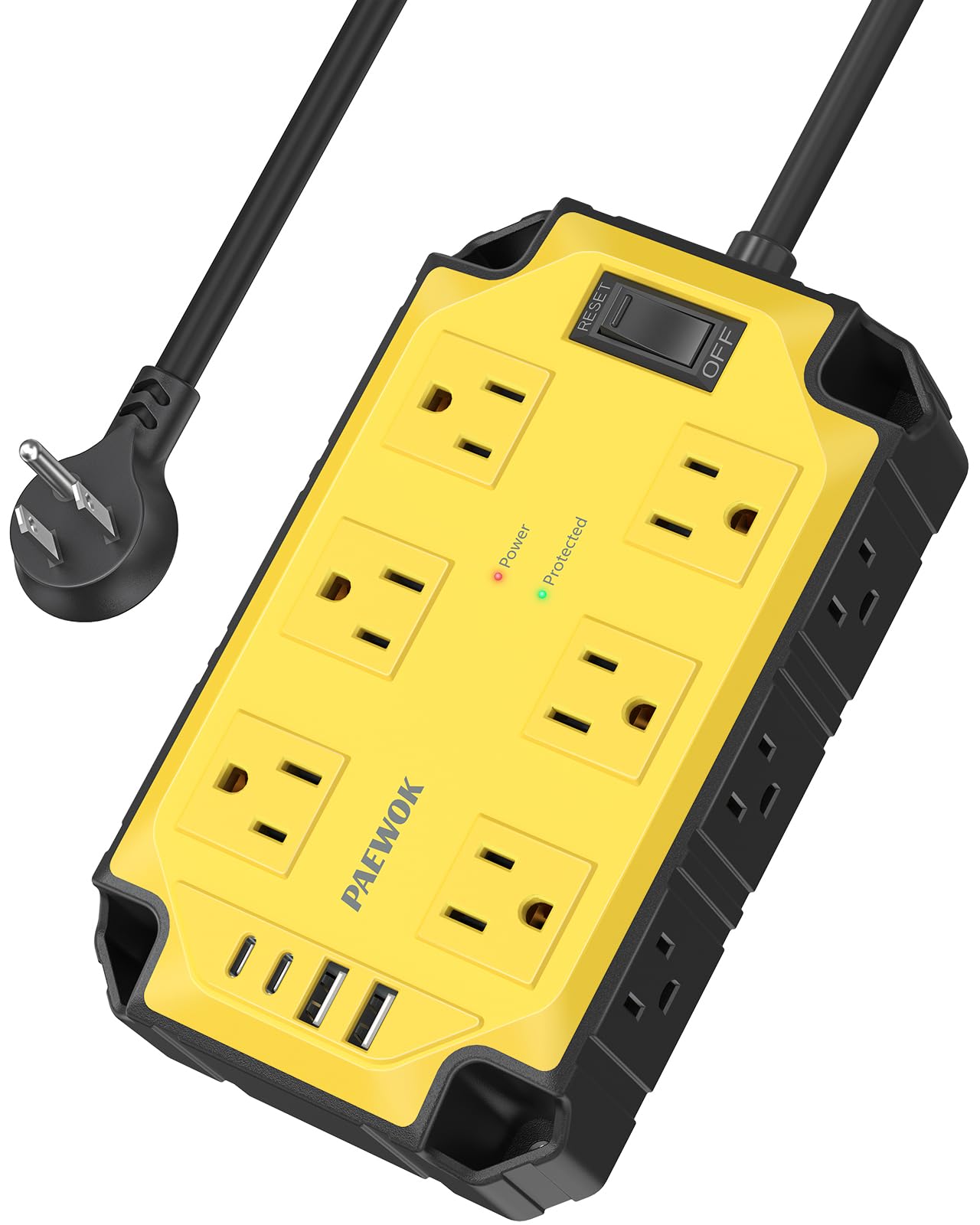 12AC Magnetic Heavy Duty Power Strip, 6.5 FT Extension Cord Surge Protector