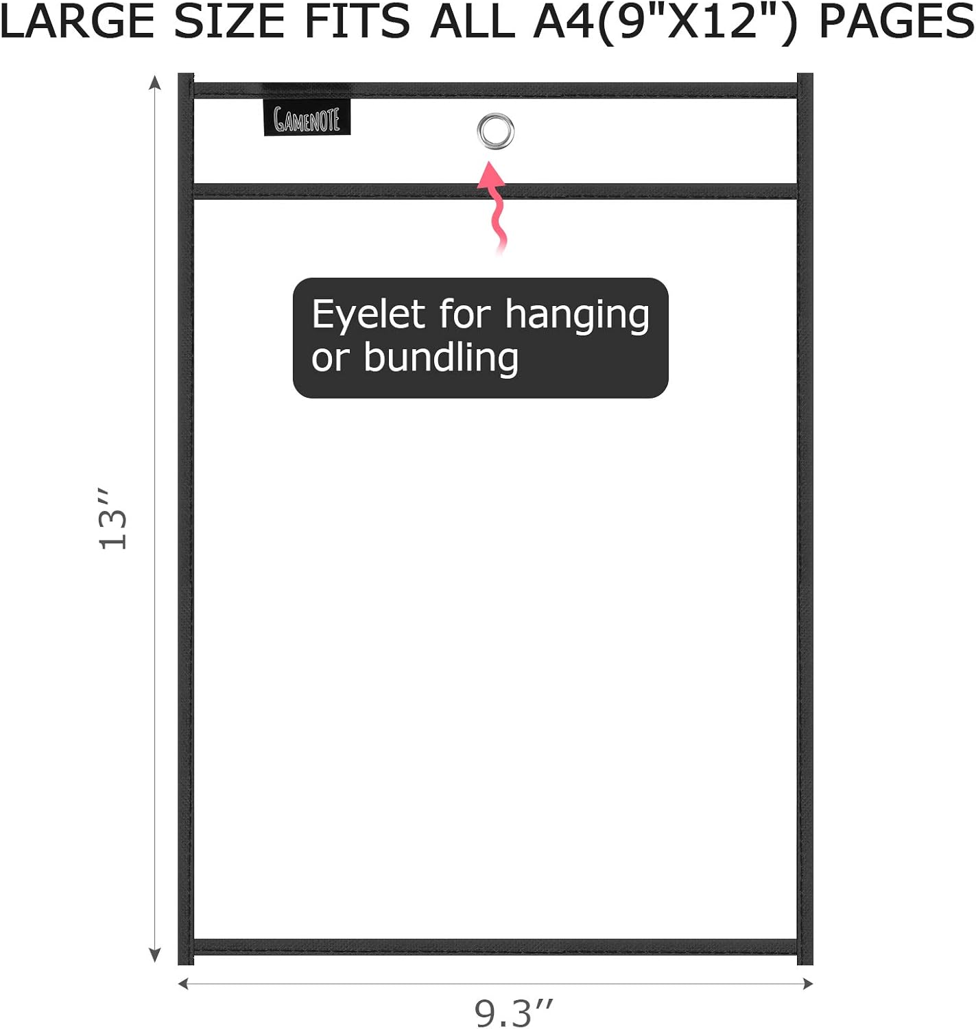 Gamenote Dry Erase Pockets 30 Pack with Rings - Oversized Reusable Plastic Sleeves Shop Ticket Holders Sheet Protectors Teacher Supplies for Classroom Organization (Black) : Office Products