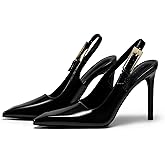 Coutgo Women's Slingback High Heels Pointed Toe Stilettos Metal Buckle Dress Party Pump Shoes