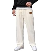 Verdusa Men's Baggy Sweatpants Casual Straight Leg Pants Drawstring Loose Trousers with Pockets