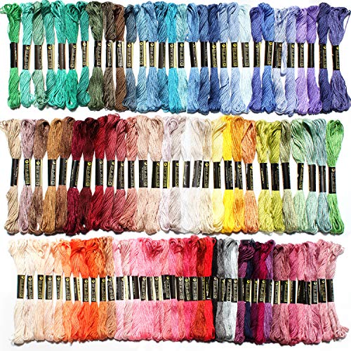 Laojbaba Rainbow Color Embroidery Floss 100 skeins, Cross Stitch Thread,Bracelets Floss, Crafts Floss,Stitch Threads - Thumbnail 4