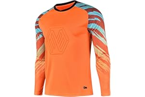 DRHOM Youth Boys Padded Protection Football Goalkeeper Jersey Long Sleeve Goalie Shirt Training Soccer Uniform