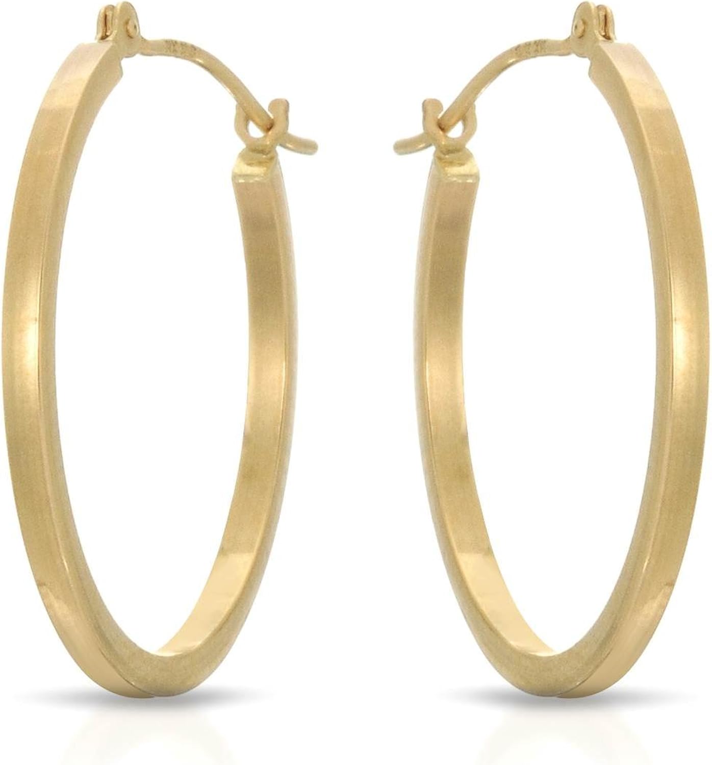 MCS Jewelry 14 Karat Classic Yellow Gold Square Tube Hoop