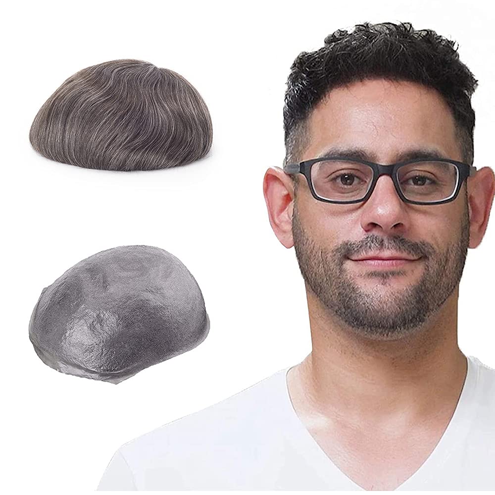 Lordhair Toupee Hairpiece for Men, 0.06mm Thin Skin V-looped Human Hair 8x10 Inch Light Medium Density Hair Replacement System