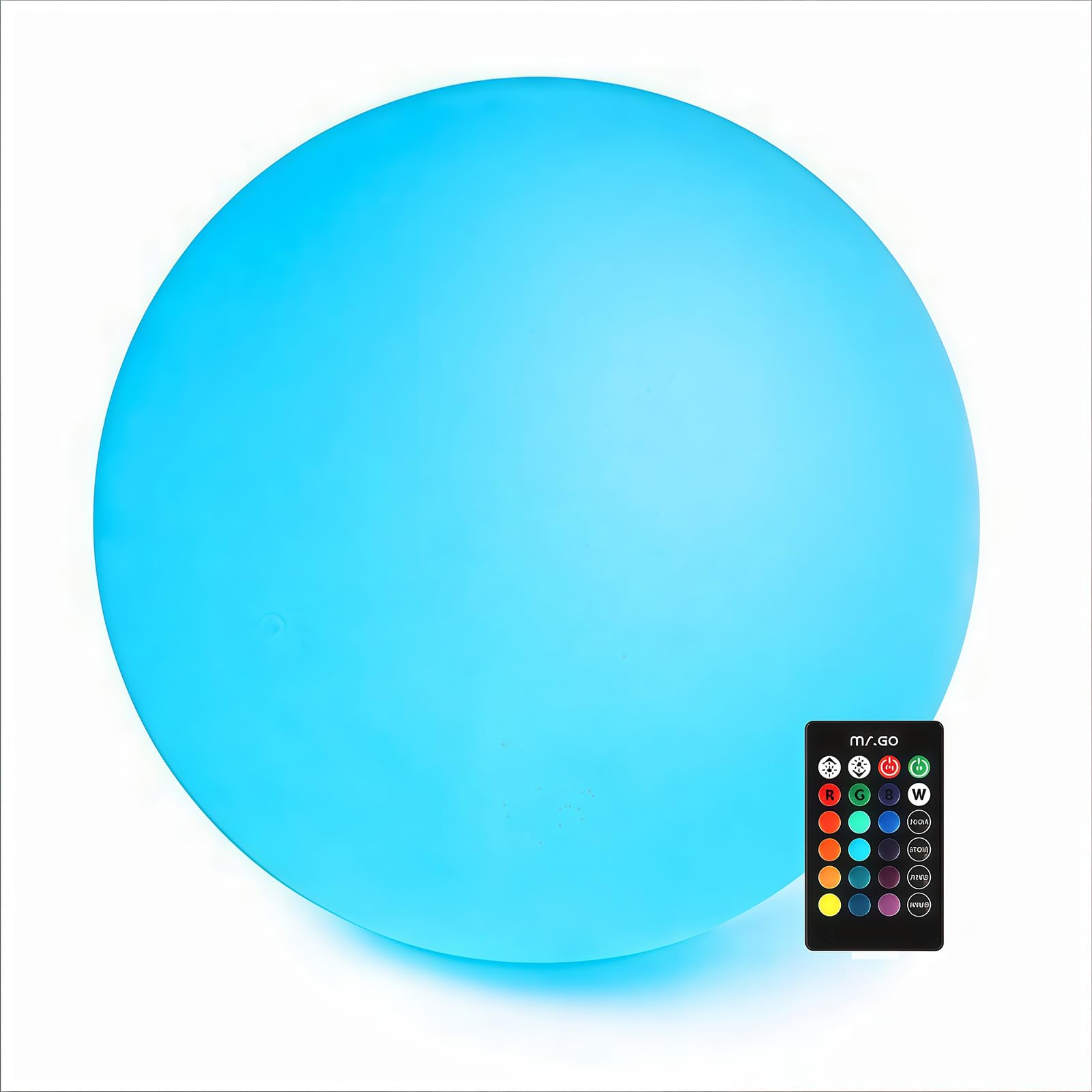 Mr.Go 16" LED Night Light Color Changing Mood Light, Waterproof Garden Light Ball Lamp with Remote Control, Adjustable Colors, Brightness & Effects, Rechargeable Battery for Decor & Create Atmosphere