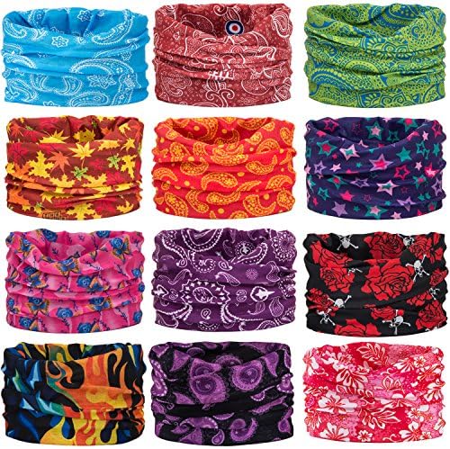 Wide Headbands Headwear Head Wrap Sport Sweatband for Men and Women,Workout,Yoga,12-in-1 12PCS/9PCS/6PCS Multifunction Magic Scarf