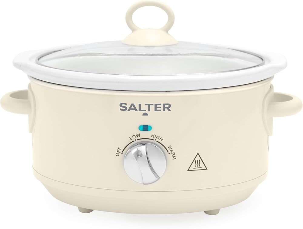 Salter Retro Cream 3.5L Slow Cooker 200W 3 Heat Settings Keep Warm