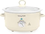 Salter Retro Cream 3.5L Slow Cooker 200W 3 Heat Settings Keep Warm