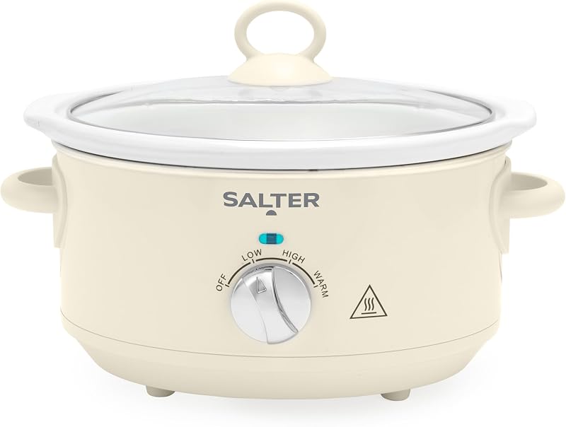 Salter Retro Cream 3.5L Slow Cooker 200W 3 Heat Settings Keep Warm
