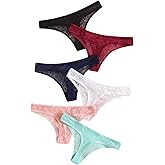 WDIRARA Women's 6 Pack Panty Set Lace Bow Tie Mesh Underwear Panties