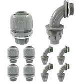 Moicstiy 10Pcs 3/4 Inch NPT Liquid Tight Connector | Nonmetallic Electrical Conduit, UL Listed, PVC Flexible Conduit Fittings, Straight + 90 Degree