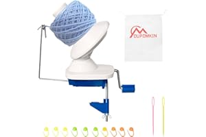 DUPDMKIN Yarn Winder Hand Operated Yarn Winder for Crocheting with Marker Buckle, Pin, Dust-Proof Bag (Blue)