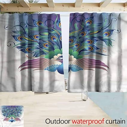 Amazon Com Doorway Curtain Peacock Majestic Bird Tail Design