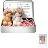 Eagyrosi Plush Bear Keychains in Box with Inspirational Card - My Little Worry Bear, 2-Pack Set Pocket Bears with Gift-Ready Tin, Heartwarming Buddy for Lovers, Friends, and Family