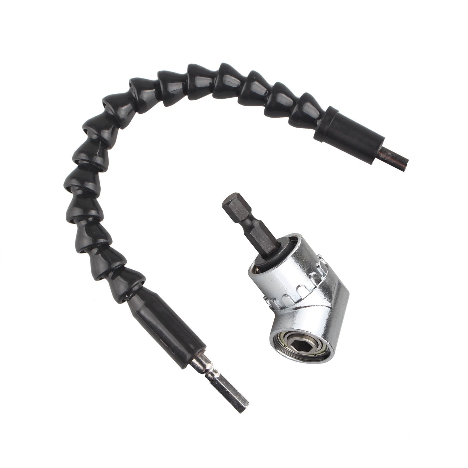 HALJIA 105 Degree Angle Extension + Flexible Shaft 300mm (12") Screwdriver Power Bit Drill Extension 1/4" Hex Shank