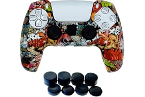 LCTLYX Anti-Slip Silicone Protective Cover Case for PS5 Game Console, PS5 Controller Dust‑Proof and Sweat‑Proof Handle Silicone Case,High Fit with Gamepad. (Color D)