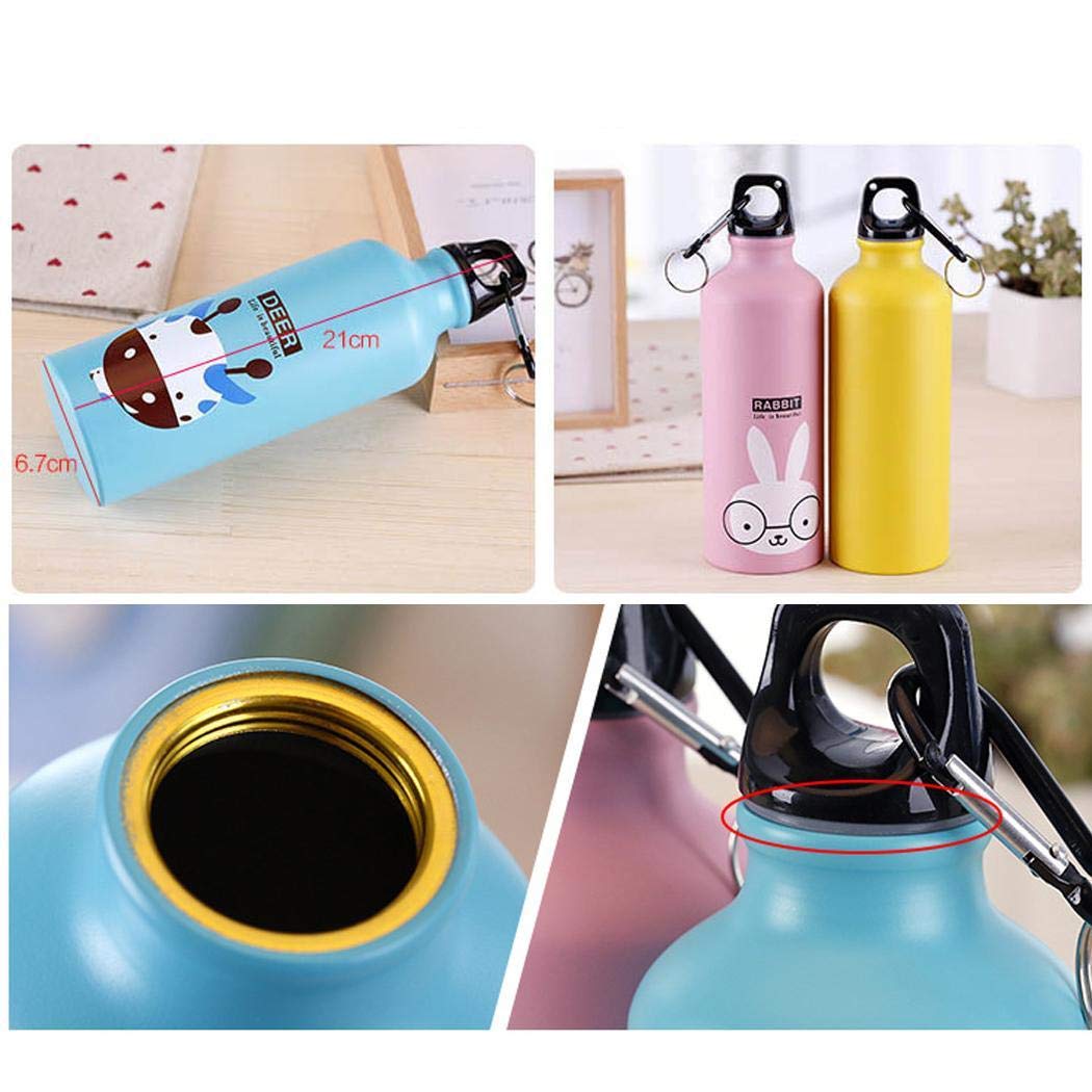 Lazinem 500mL Cartoon Animal Pattern Aluminum Alloy Thermos Cup Water Bottle Travel Insulated Tumblers