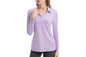 FKEEP Women's Tennis Golf Shirt Long Sleeved Top Sport Activewear V-Neck Workout Athletic