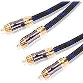 KUYIOHIFI Dual 2RCA Male to 2RCA Male Stereo Audio Cable, Double-Shielded (OD 8.0mm), for Amplifiers, AV Receivers, Hi-Fi Sys