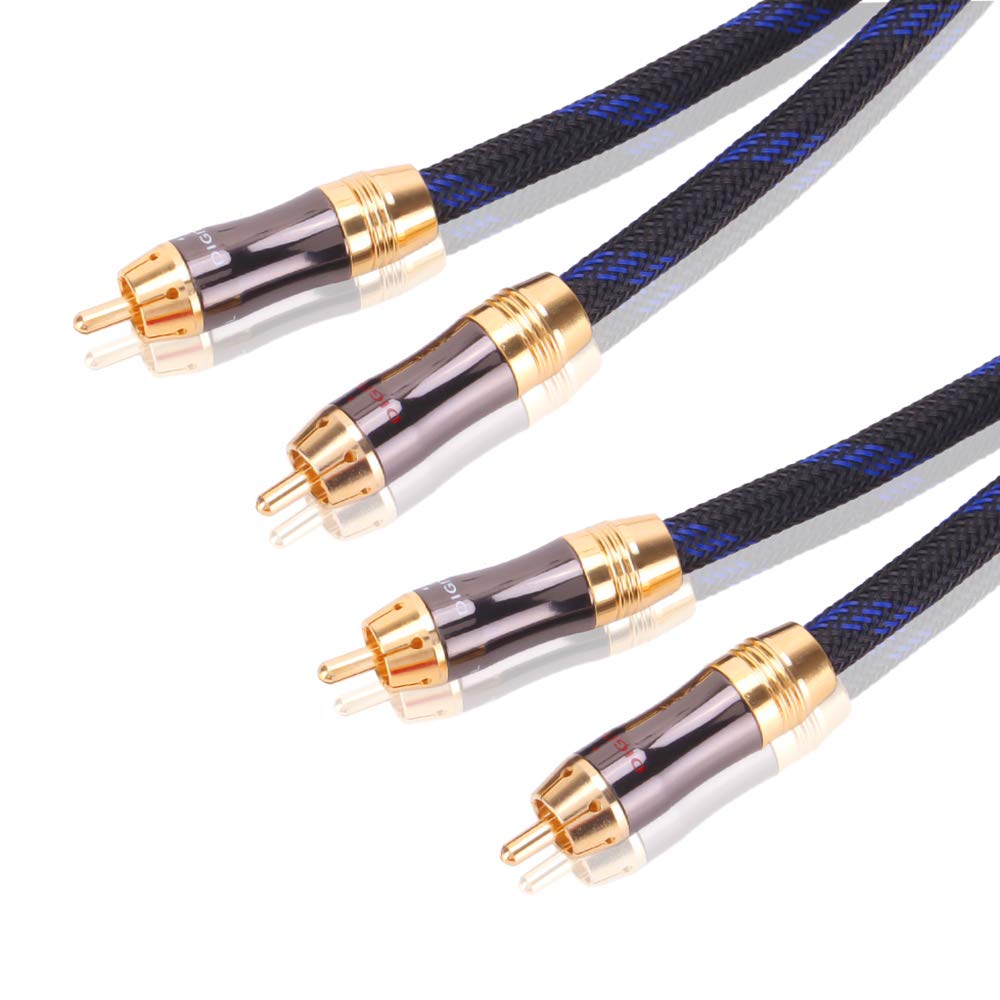 Photo 1 of KUYIOHIFI Dual 2RCA Male to 2RCA Male Stereo Audio Cable, Double-Shielded (OD 8.0mm), for Amplifiers, AV Receivers, Hi-Fi System (4 Feet)