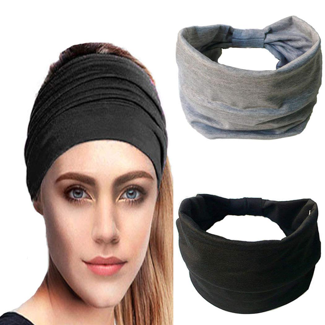 IYOU Fashion Headbands Knotted Black Hair Bands Sweatband Cotton Headband for Women and Girls (1)