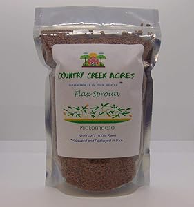 Flax Seed, Sprouting Seeds, Microgreen, Sprouting, 8 OZ, Non GMO - Country Creek Acres Brand - High Sprout Germination- Juicing, Gardening, Hydroponics, Growing Salad Sprouts