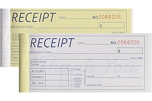 suituts 12 Pack Money and Rent Receipt Books, 2-Part Carbonless, 2.75x6 Inch Pocket Size, Duplicate Receipt Invoice Book for 
