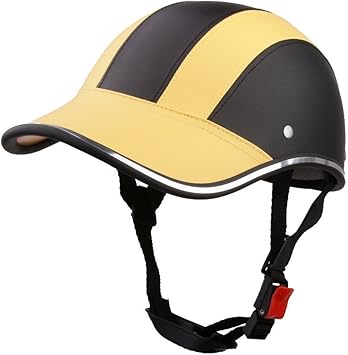 Amazon オートバイ Pu レザー ヘルメット 帽子 キャップ モトクロス ハーフ オープン フェイス バイザー イエロー Generique ジェネリーク ヘルメット