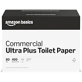 Amazon Basics 2-Ply Ultra Plus Toilet Paper, Bath Tissue, Soft and Strong, Septic Safe, Unscented, 400 Sheets per Roll, 80 Individually Wrapped Rolls for Business Use (Previouly AmazonCommercial)