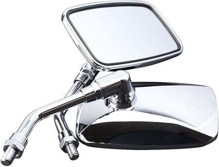 Amazon オーソドックスなデザイン スクエア 角型 メッキ ミラー 左右セット M10正ネジ対応 交換や補修に最適なデザイン クロムメッキ ミラー 車 バイク