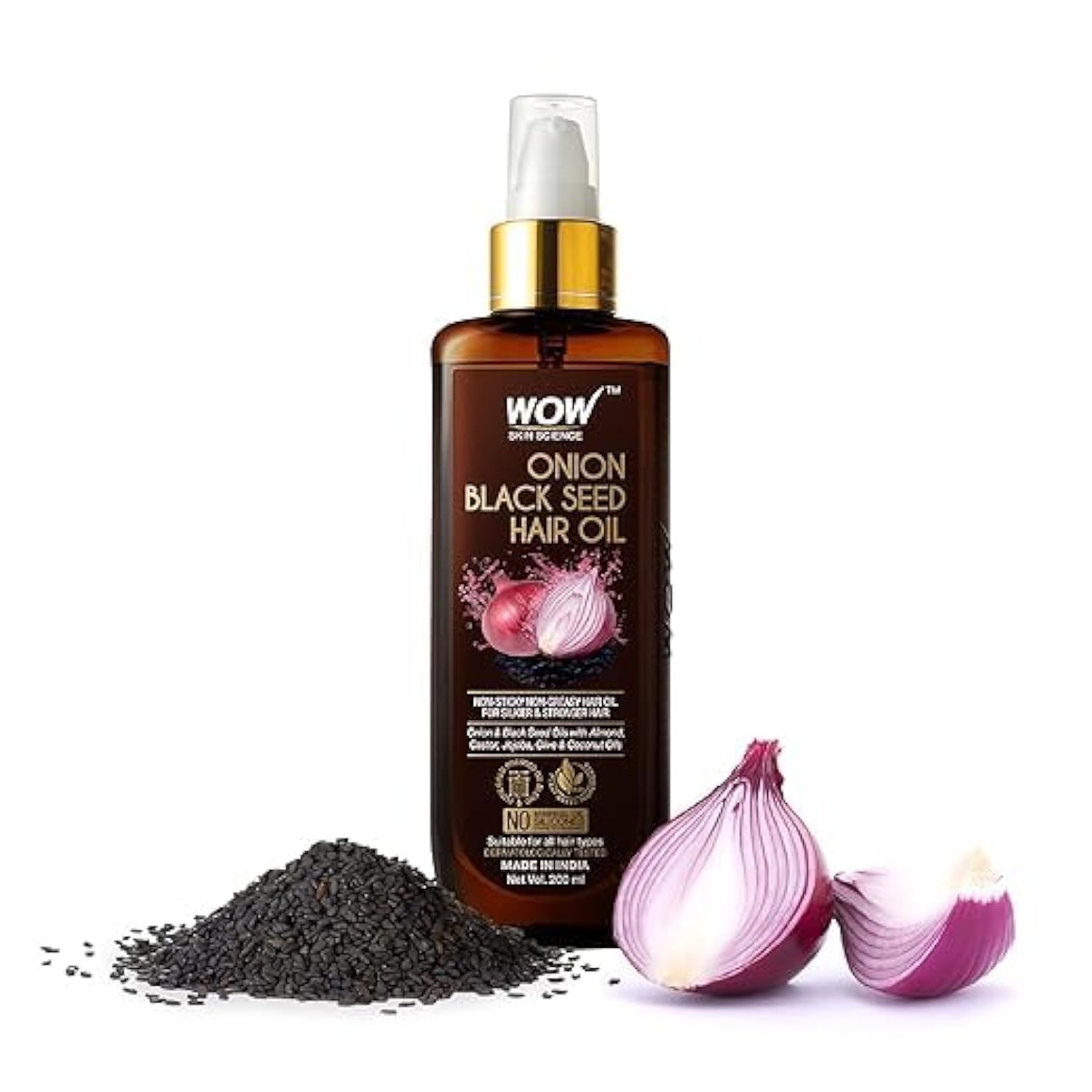 WOW Onion Hair Oil for Hair Growth and Hair Fall Control - With Black Seed Oil Extracts - 200 ml