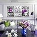 HUADAOART Wall Art for Living Room Purple Birds and Flowers Landscape Purple Art Canvas Prints Art Work Framed Perfect 3 Panels Wall Decorations Bedroom Office Each Panel Size:12x16inches 3pcs/Set