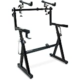 Liquid Stands Dual Piano Keyboard Stand with 2nd Tier - Z Style Adjustable and Portable 2 Tier Heavy Duty Music Stand for Syn
