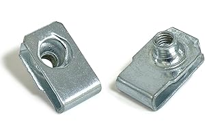 INSTOCKBOLTS #10-32 U-Style Clip-On Nut, Blue White Zinc Plated Finish, Carbon Steel, U-Type Regular Extruded U-Nut, Pack of 20