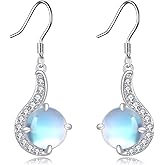 Moonstone Dangle Earrings for Women - Sterling Silver Moon Stone Dangling Earrings Vintage Moonstone Dangle Drop Earrings Jewelry for Her