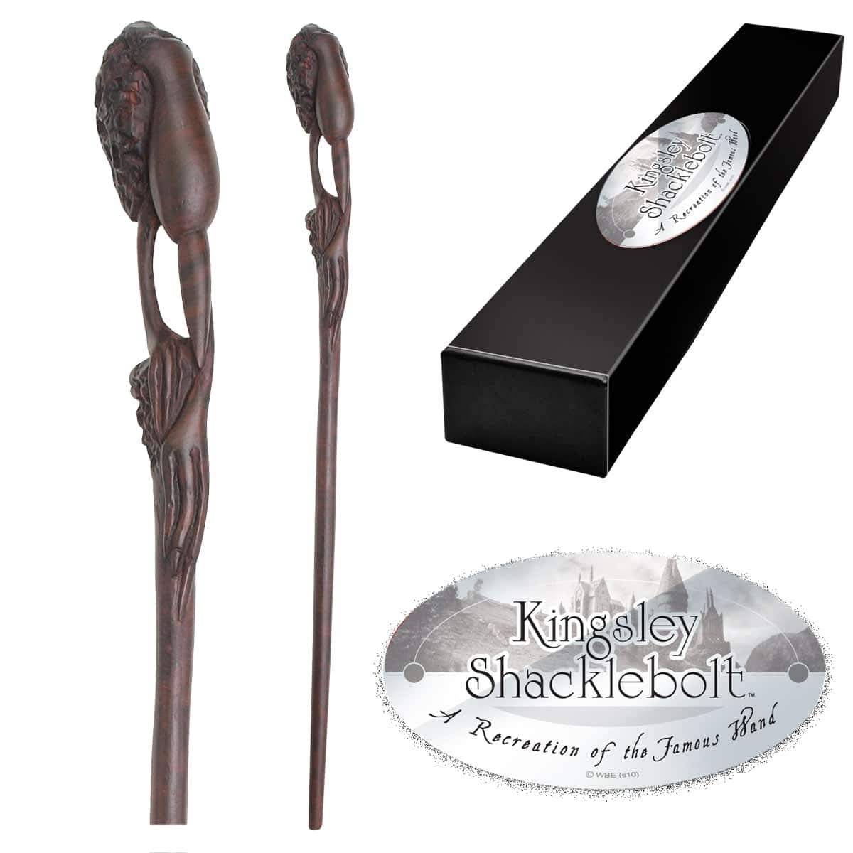 The Noble Collection - Kingsley Shacklebolt Character Wand - 14in (35.5cm) Wizarding World Wand With Name Tag - Harry Potter Film Set Movie Props Wands