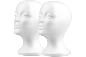 GENERIC Wig Heads Styrofoam 2 Pack, Foam Heads for Wigs, Mannequin Headset Wig Display Stand Display Hair, Halloween Props, Hats and Hairpieces, Mask for Home, Salon and Travel
