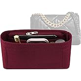 Lckaey Purse Organizer Insert for 19 Bag Flap Small bag Organizer with Side Zipper Pocket 1016Claret-S