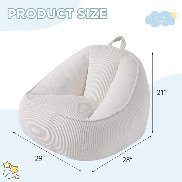 HUGHEAVEN BEAN BAG CHAIRS FOR KIDS, TODDLER BEAN BAG CHAIR, COMFY COZY READING CHAIR & STUFFED TODDLER FLOOR SOFA, SOFT BEANBAG CHAIRS FOR BOYS AND GIRLS, LAZY FLOOR SEAT FOR GAMING AND READING, BEIGE
