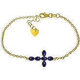 Galaxy Gold GG Sapphire Cross Bracelet in 14k Yellow Gold